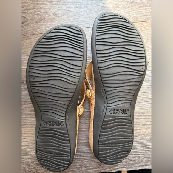 Vionic Eve ll Jeweled Cork Sandals Orthotic Comfort Thong Flip Flops Tan Size 10 - Picture 5 of 6